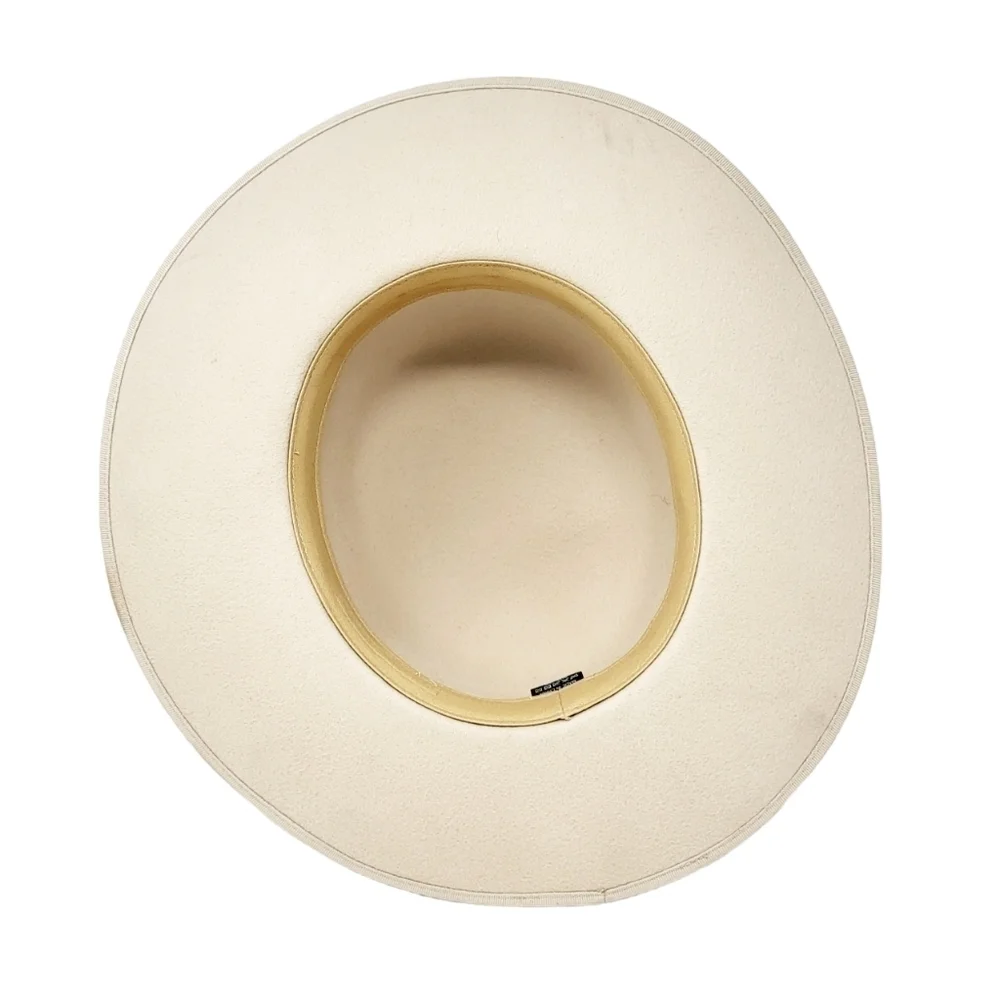 Western style wide brim wool hat with bow ribbon